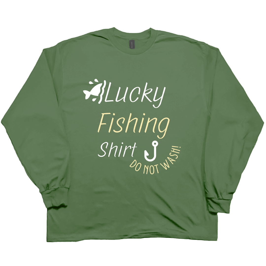 Lucky Fishing Shirt Adult Long Sleeve Tee - Muddy Boots Clothing - Long Sleeve Tee