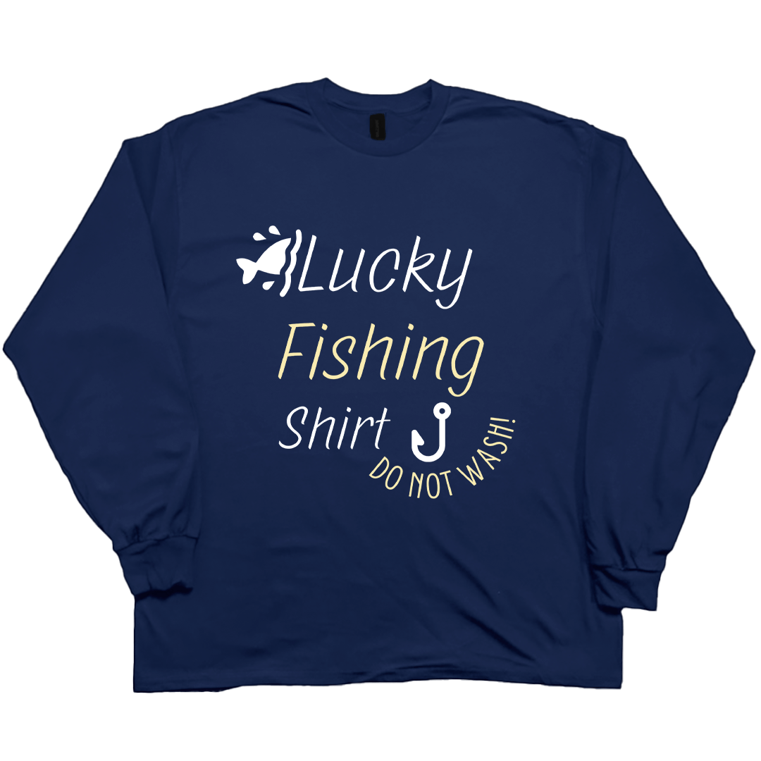 Lucky Fishing Shirt Adult Long Sleeve Tee - Muddy Boots Clothing - Long Sleeve Tee