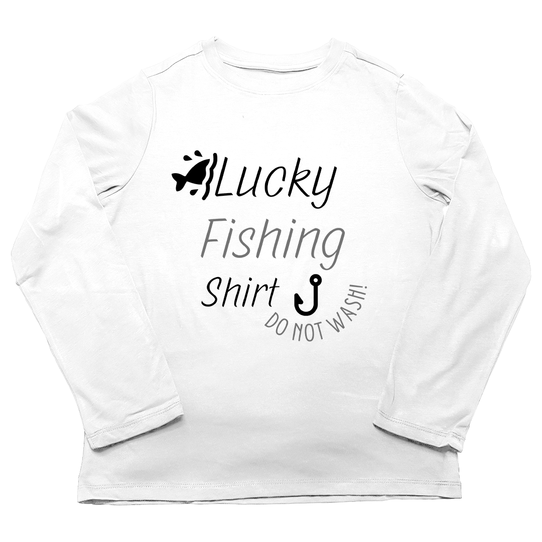 Lucky Fishing Shirt Adult Long Sleeve Tee - Muddy Boots Clothing - Long Sleeve Tee