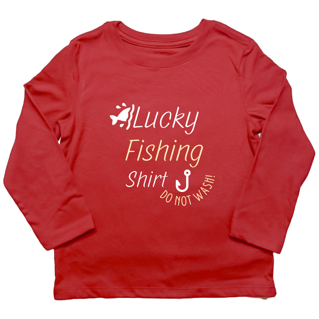 Lucky Fishing Shirt Toddler Long Sleeve Tee - Muddy Boots Clothing - Long Sleeve Tee