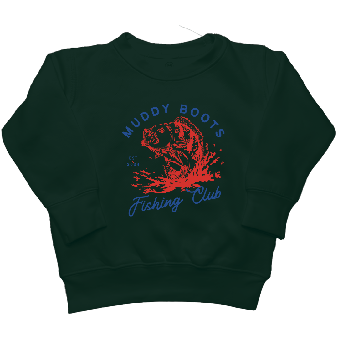 MB Fishing Club Kids Crew Neck Sweatshirt - Muddy Boots Clothing - Crew Neck Sweatshirt