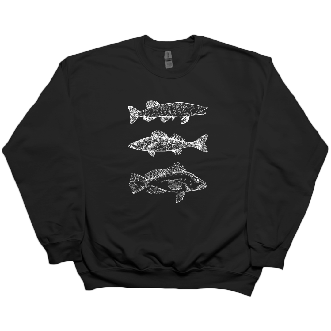 Midwest Fish Adult Crew Neck Sweatshirt - Muddy Boots Clothing - Crew Neck Sweatshirt