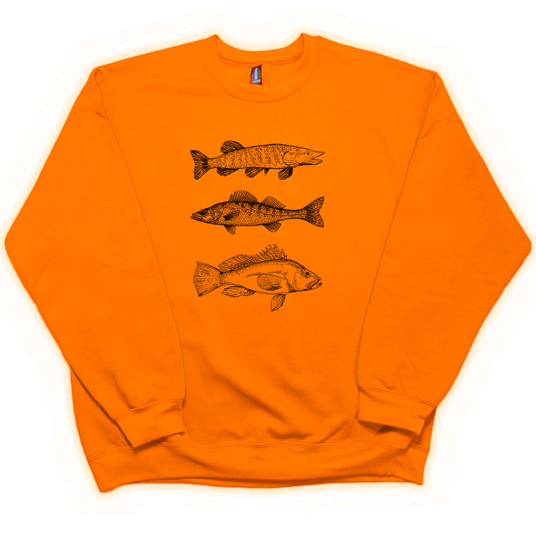 Midwest Fish Adult Crew Neck Sweatshirt - Muddy Boots Clothing - Crew Neck Sweatshirt