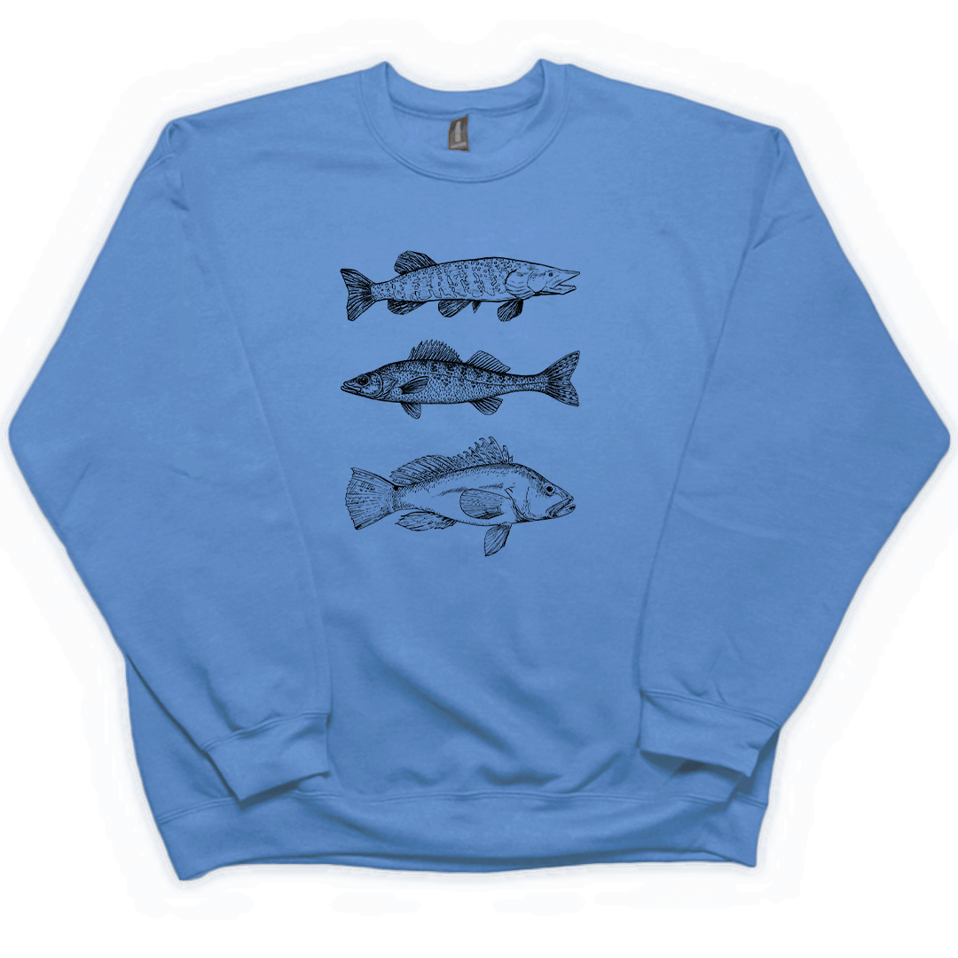 Midwest Fish Adult Crew Neck Sweatshirt - Muddy Boots Clothing - Crew Neck Sweatshirt