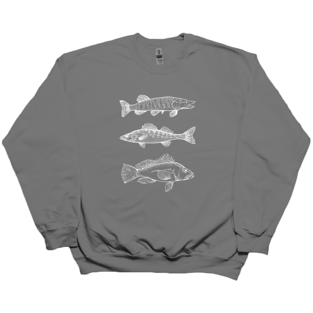 Midwest Fish Adult Crew Neck Sweatshirt - Muddy Boots Clothing - Crew Neck Sweatshirt