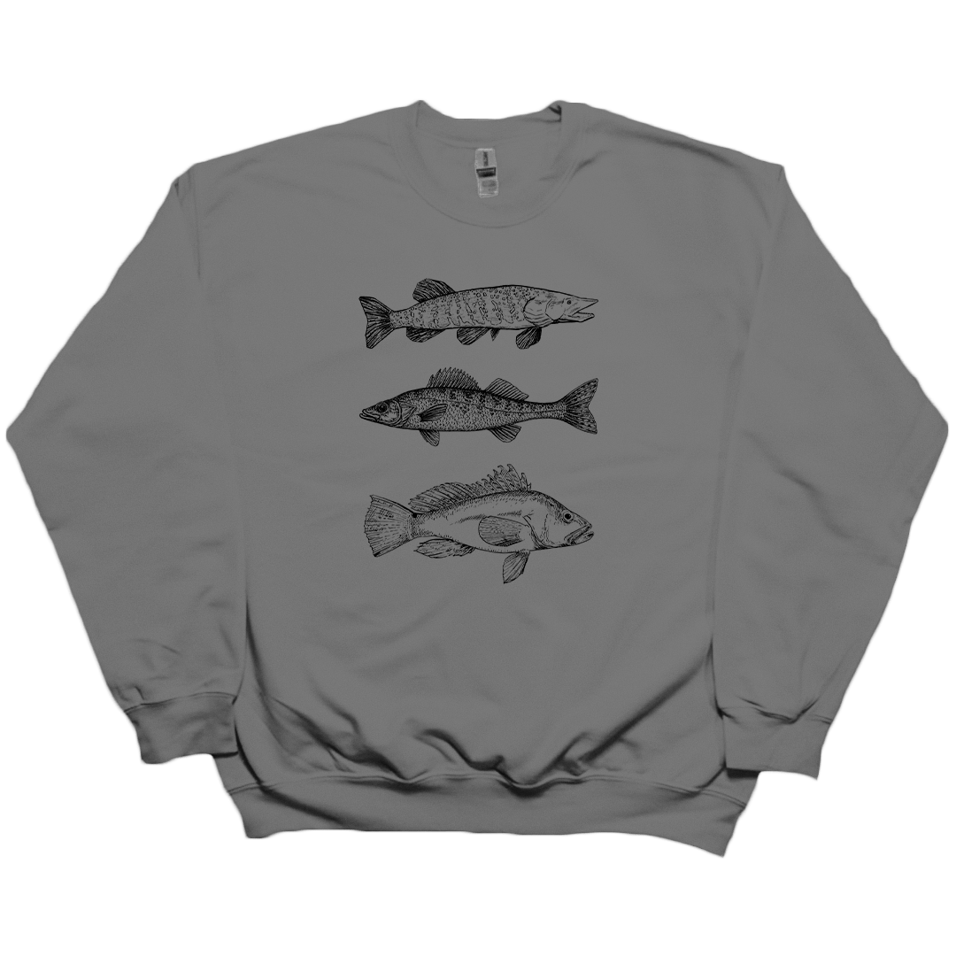 Midwest Fish Adult Crew Neck Sweatshirt - Muddy Boots Clothing - Crew Neck Sweatshirt