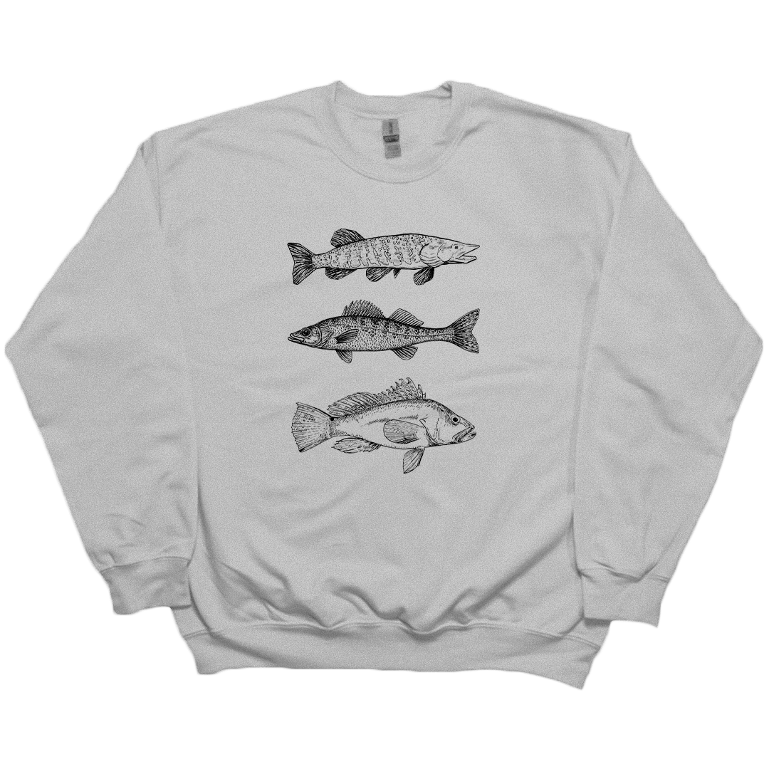 Midwest Fish Adult Crew Neck Sweatshirt - Muddy Boots Clothing - Crew Neck Sweatshirt