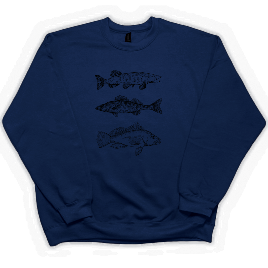 Midwest Fish Adult Crew Neck Sweatshirt - Muddy Boots Clothing - Crew Neck Sweatshirt