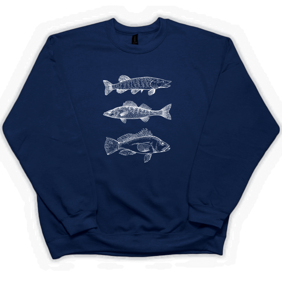 Midwest Fish Adult Crew Neck Sweatshirt - Muddy Boots Clothing - Crew Neck Sweatshirt