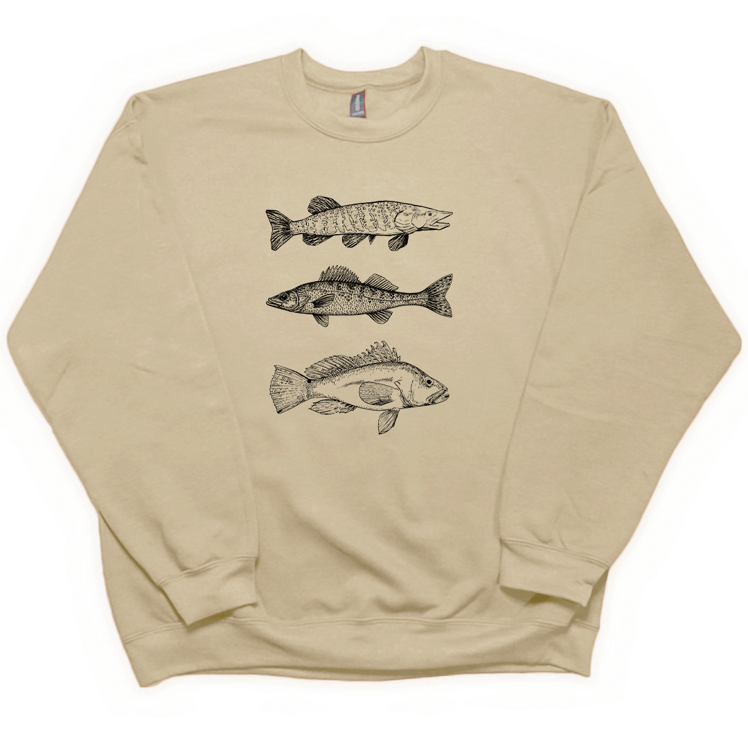 Midwest Fish Adult Crew Neck Sweatshirt - Muddy Boots Clothing - Crew Neck Sweatshirt