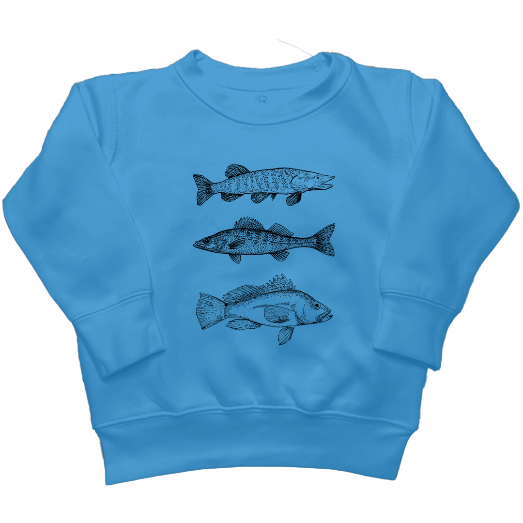 Midwest Fish Kids Crew Neck Sweatshirt - Muddy Boots Clothing - Crew Neck Sweatshirt