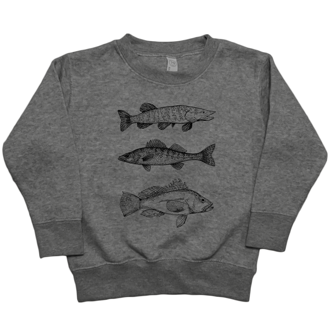 Midwest Fish Toddler Crew Neck Sweatshirt - Muddy Boots Clothing - Crew Neck Sweatshirt