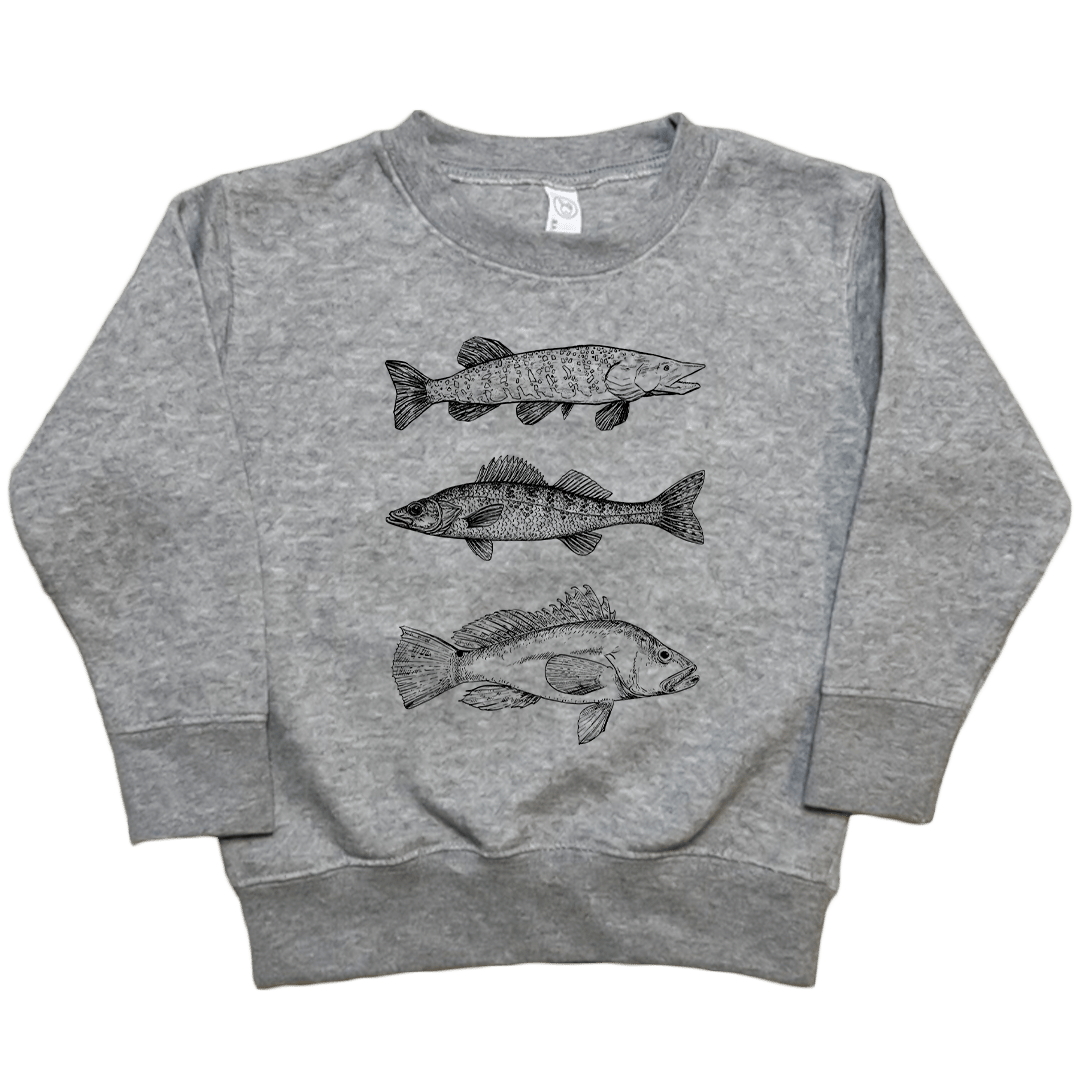 Midwest Fish Toddler Crew Neck Sweatshirt - Muddy Boots Clothing - Crew Neck Sweatshirt