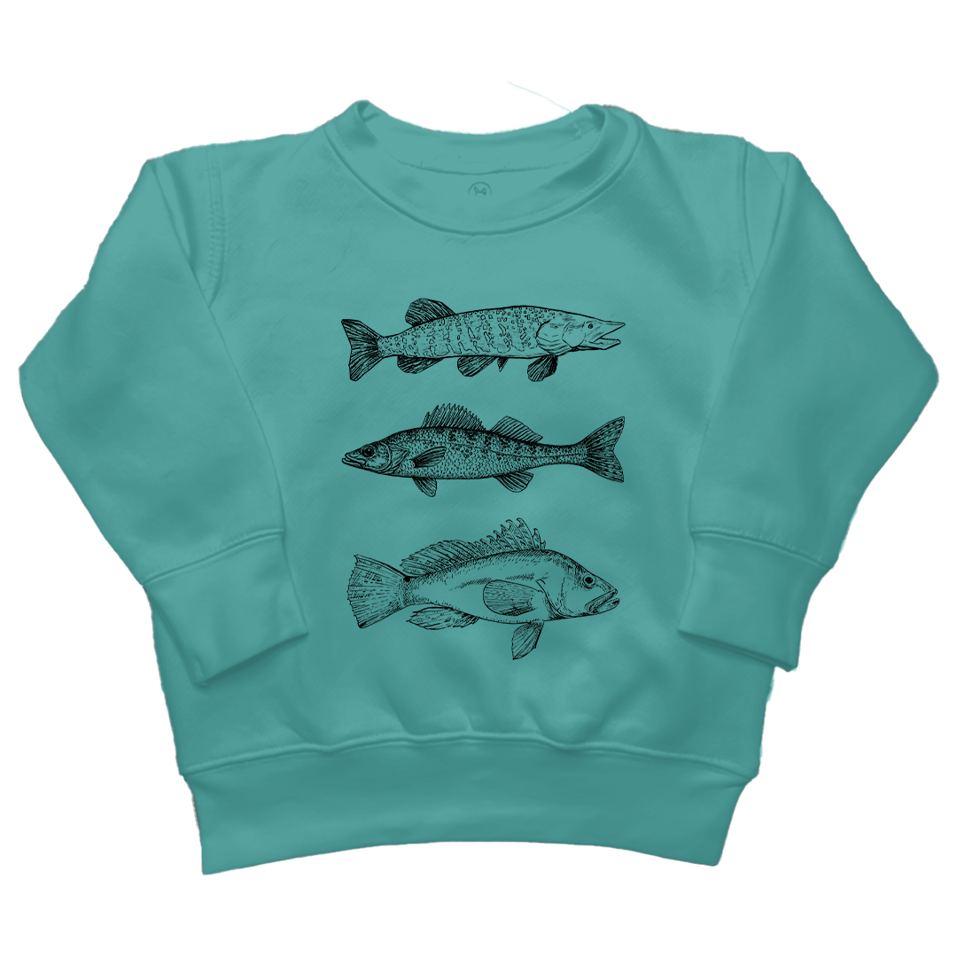 Midwest Fish Toddler Crew Neck Sweatshirt - Muddy Boots Clothing - Crew Neck Sweatshirt