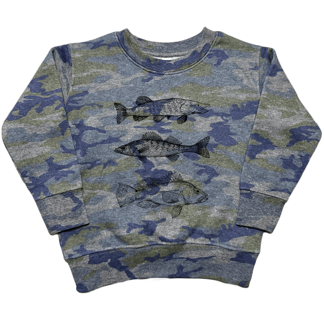 Midwest Fish Toddler Crew Neck Sweatshirt - Muddy Boots Clothing - Crew Neck Sweatshirt