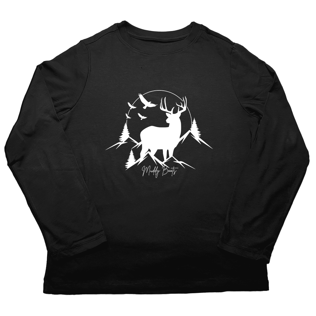Mountain Deer Adult Long Sleeve Tee - Muddy Boots Clothing - Long Sleeve Tee