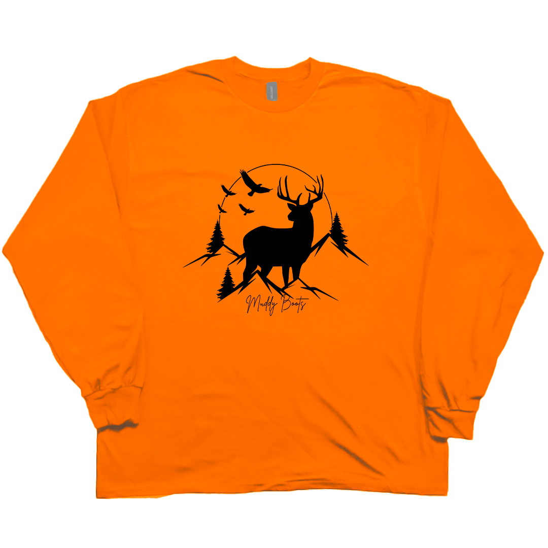 Mountain Deer Adult Long Sleeve Tee - Muddy Boots Clothing - Long Sleeve Tee
