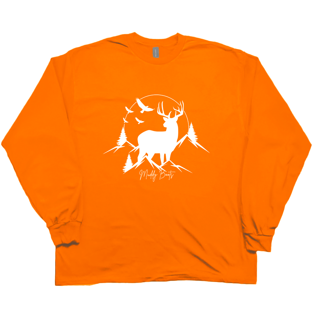 Mountain Deer Adult Long Sleeve Tee - Muddy Boots Clothing - Long Sleeve Tee