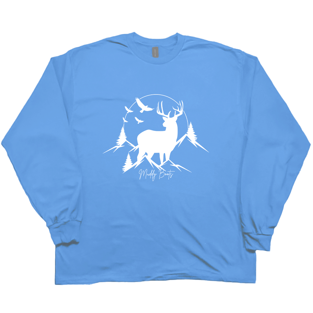 Mountain Deer Adult Long Sleeve Tee - Muddy Boots Clothing - Long Sleeve Tee