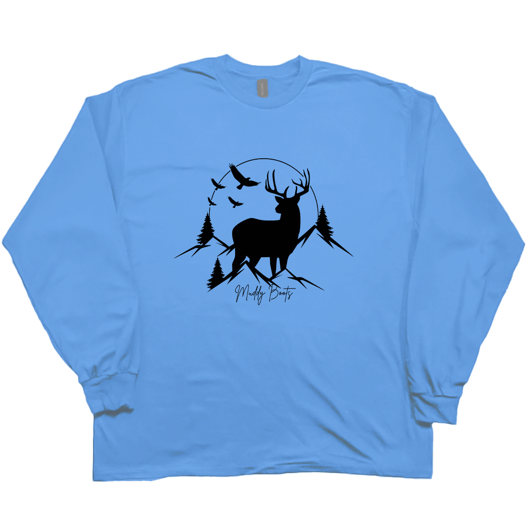 Mountain Deer Adult Long Sleeve Tee - Muddy Boots Clothing - Long Sleeve Tee