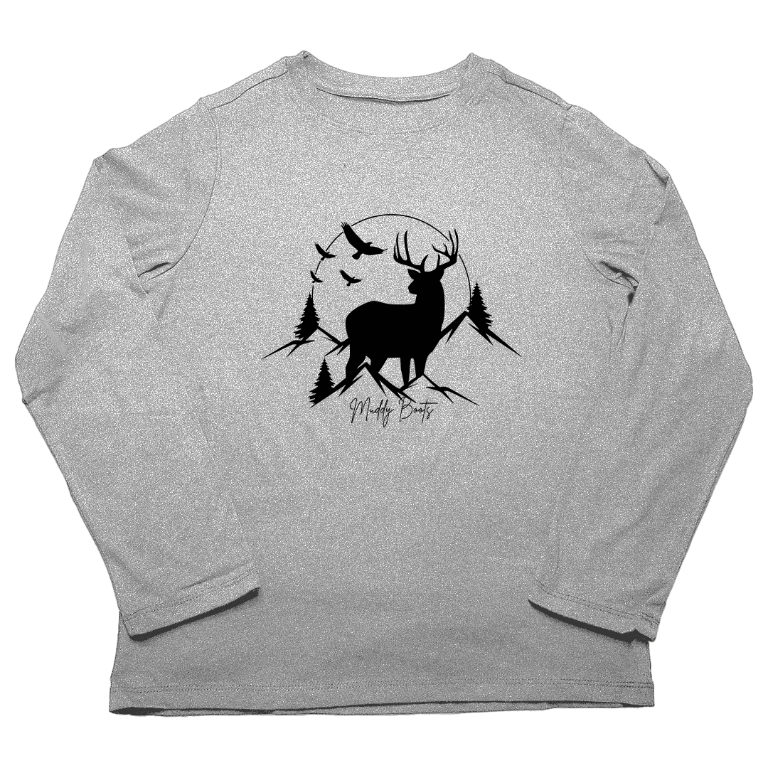 Mountain Deer Adult Long Sleeve Tee - Muddy Boots Clothing - Long Sleeve Tee