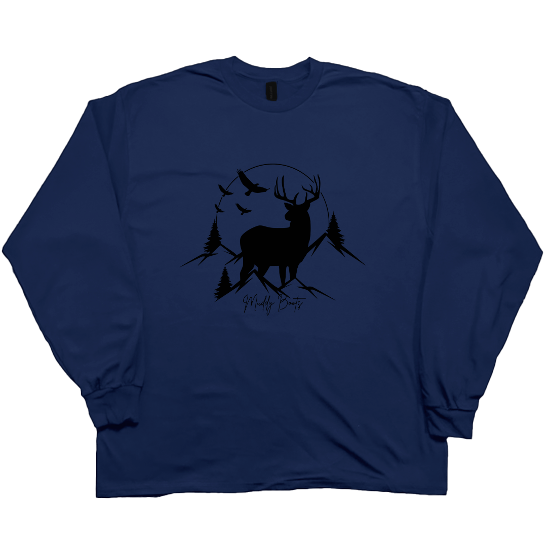 Mountain Deer Adult Long Sleeve Tee - Muddy Boots Clothing - Long Sleeve Tee