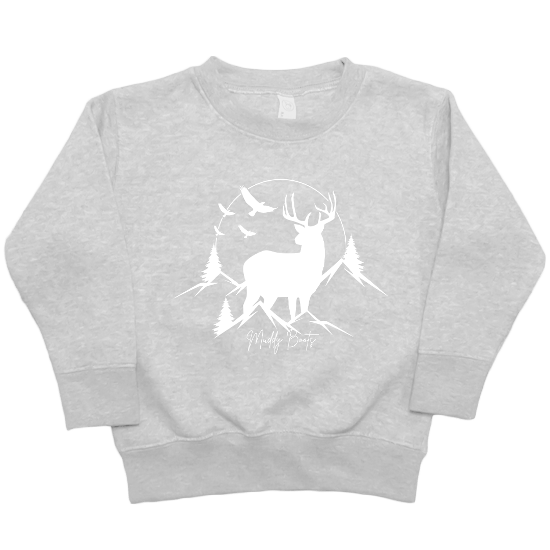 Mountain Deer Kids Crew Neck Sweatshirt - Muddy Boots Clothing - Crew Neck Sweatshirt