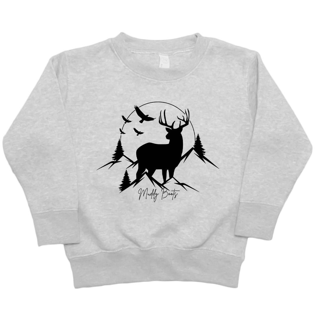 Mountain Deer Kids Crew Neck Sweatshirt - Muddy Boots Clothing - Crew Neck Sweatshirt