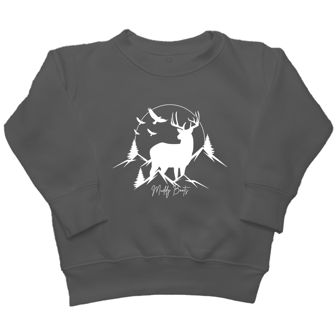 Mountain Deer Kids Crew Neck Sweatshirt - Muddy Boots Clothing - Crew Neck Sweatshirt