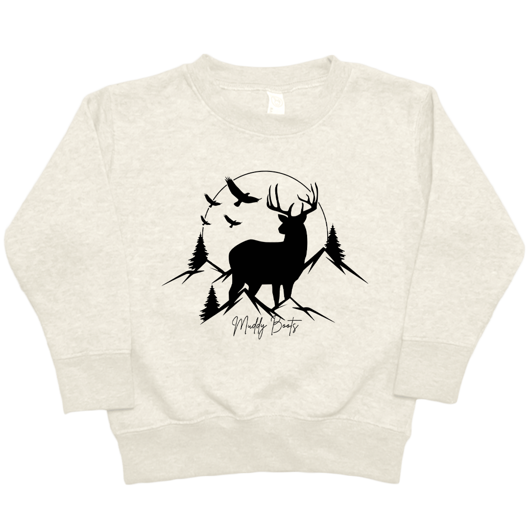 Mountain Deer Toddler Crew Neck Sweatshirt - Muddy Boots Clothing - Crew Neck Sweatshirt
