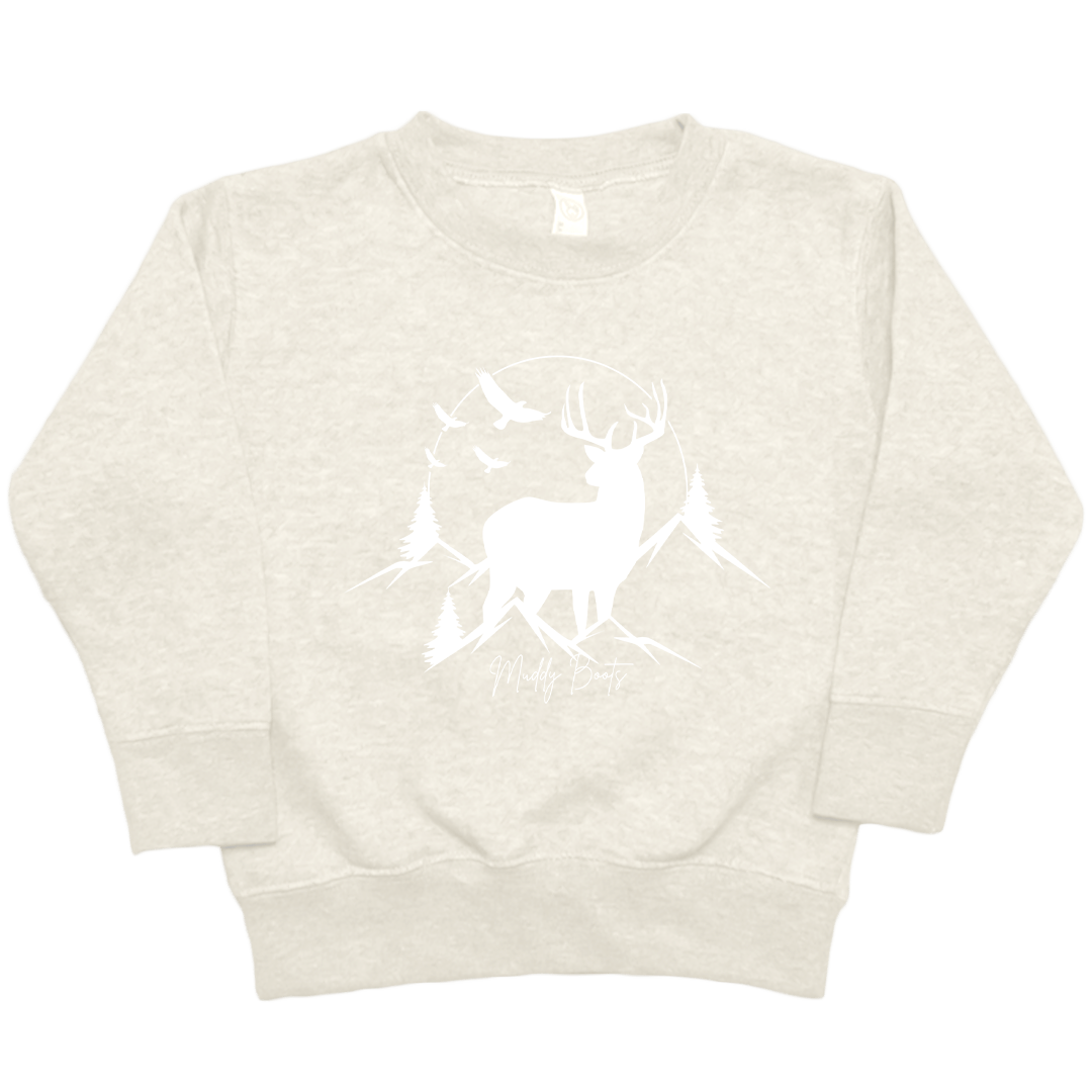 Mountain Deer Toddler Crew Neck Sweatshirt - Muddy Boots Clothing - Crew Neck Sweatshirt