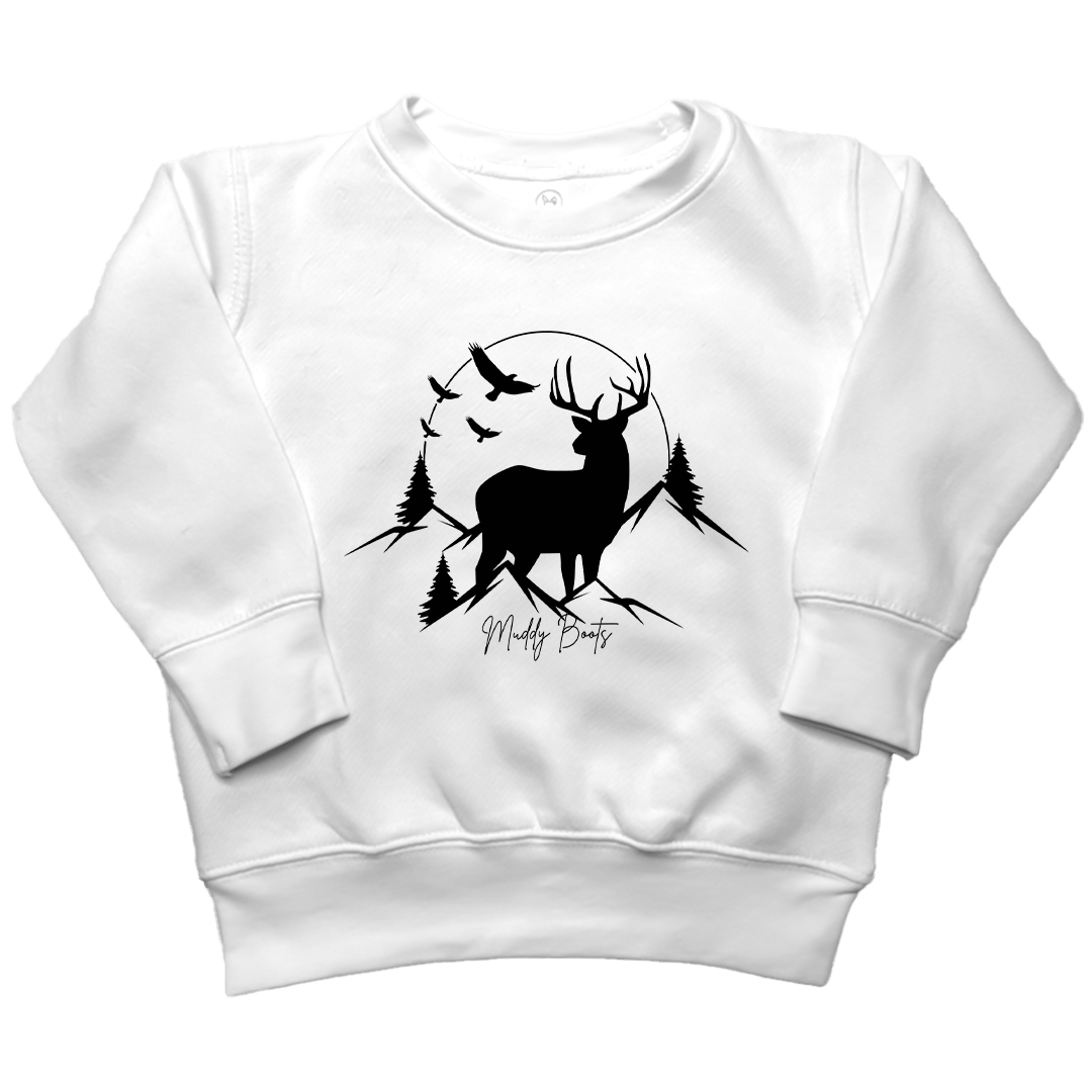 Mountain Deer Toddler Crew Neck Sweatshirt - Muddy Boots Clothing - Crew Neck Sweatshirt