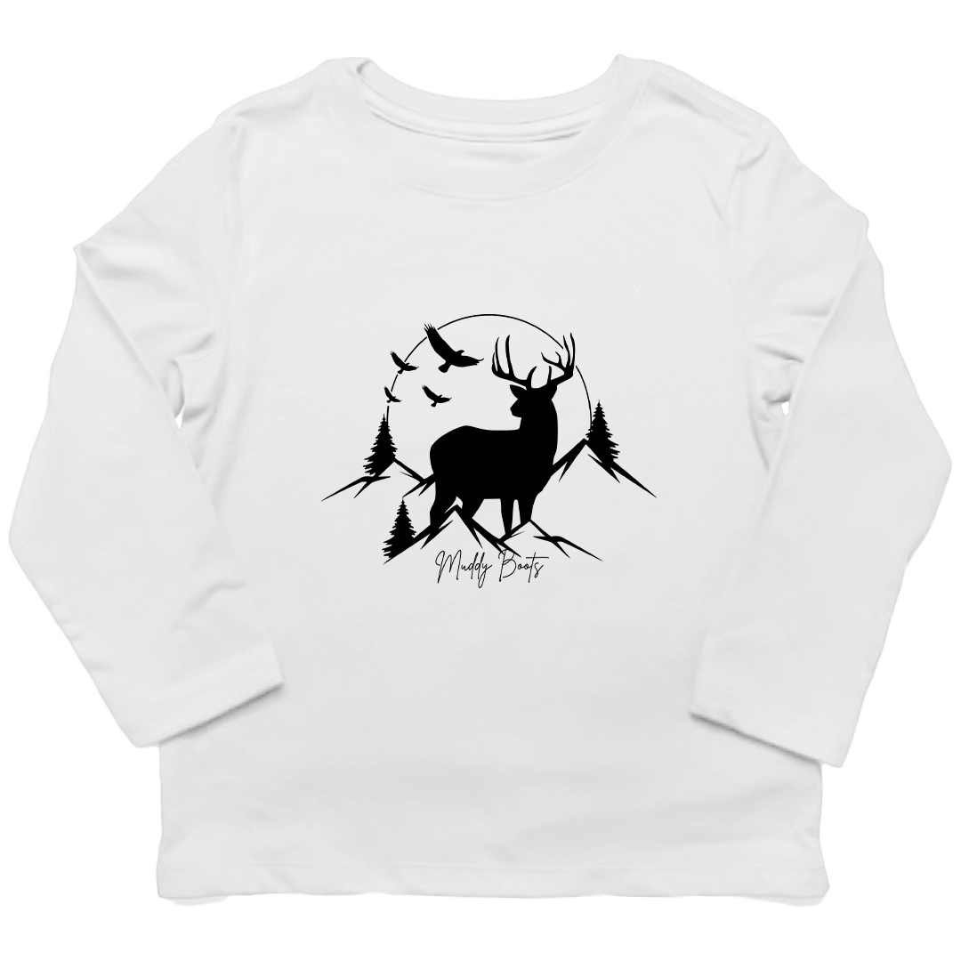 Mountain Deer Toddler Long Sleeve Tee - Muddy Boots Clothing - Long Sleeve Tee