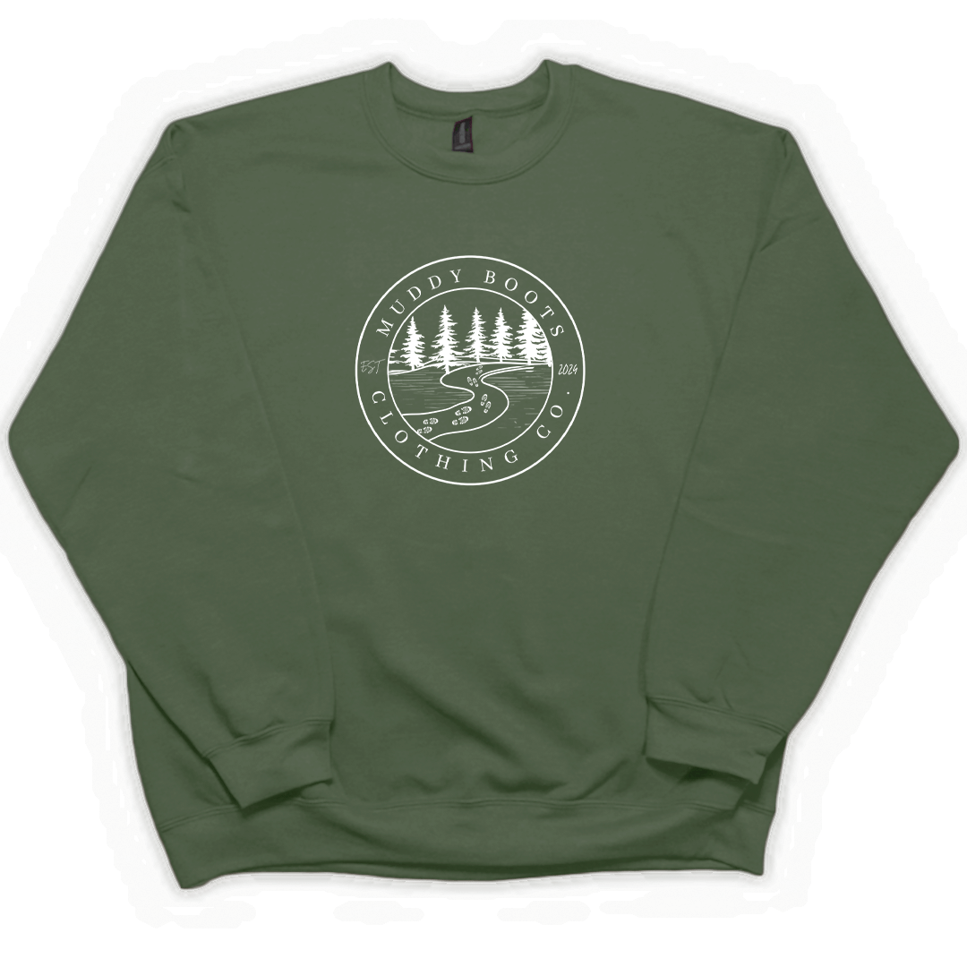 Muddy Trails Adult Crew Neck Sweatshirt - Muddy Boots Clothing - Crew Neck Sweatshirt