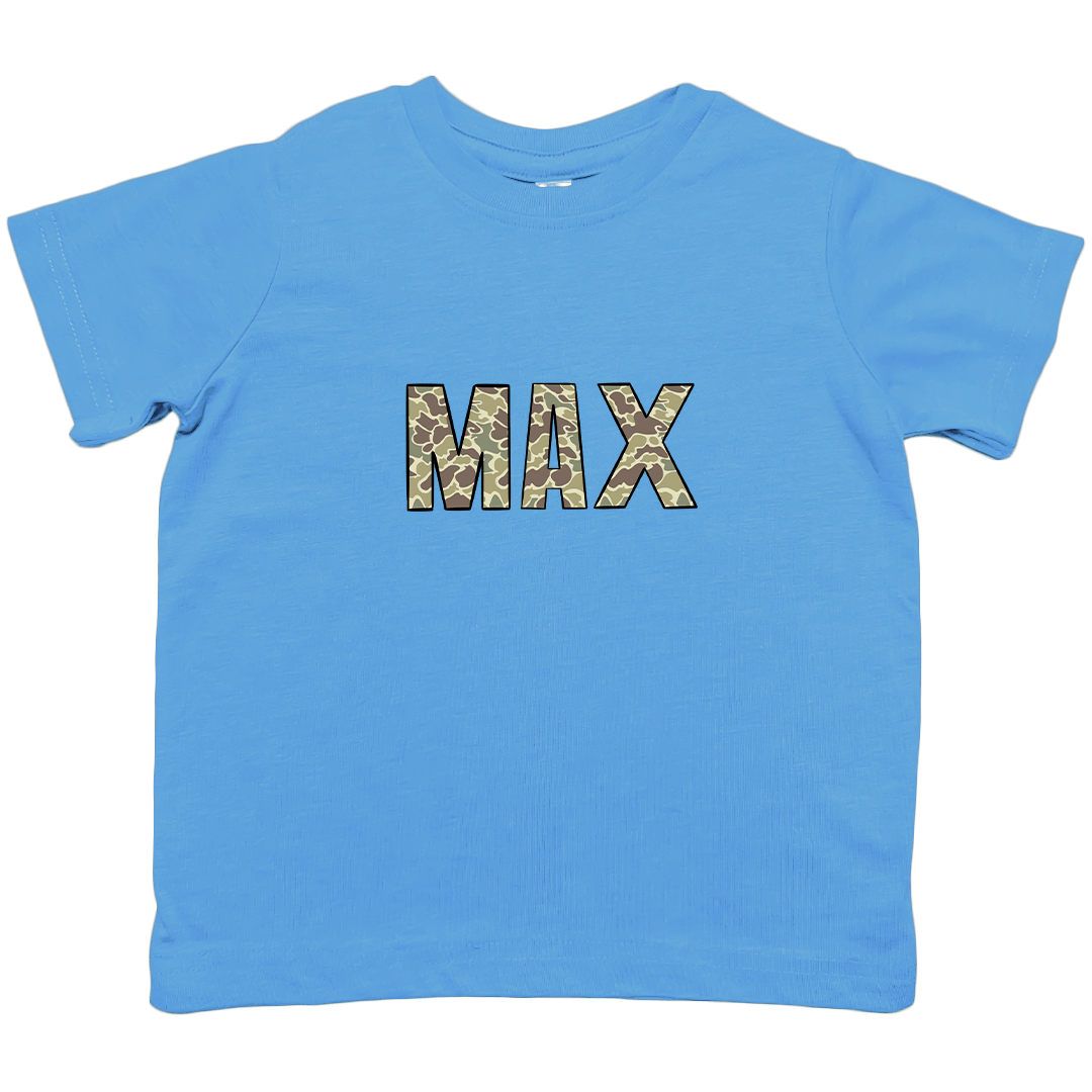 Personalized Camo Name Kids Tee - Muddy Boots Clothing - T-Shirt