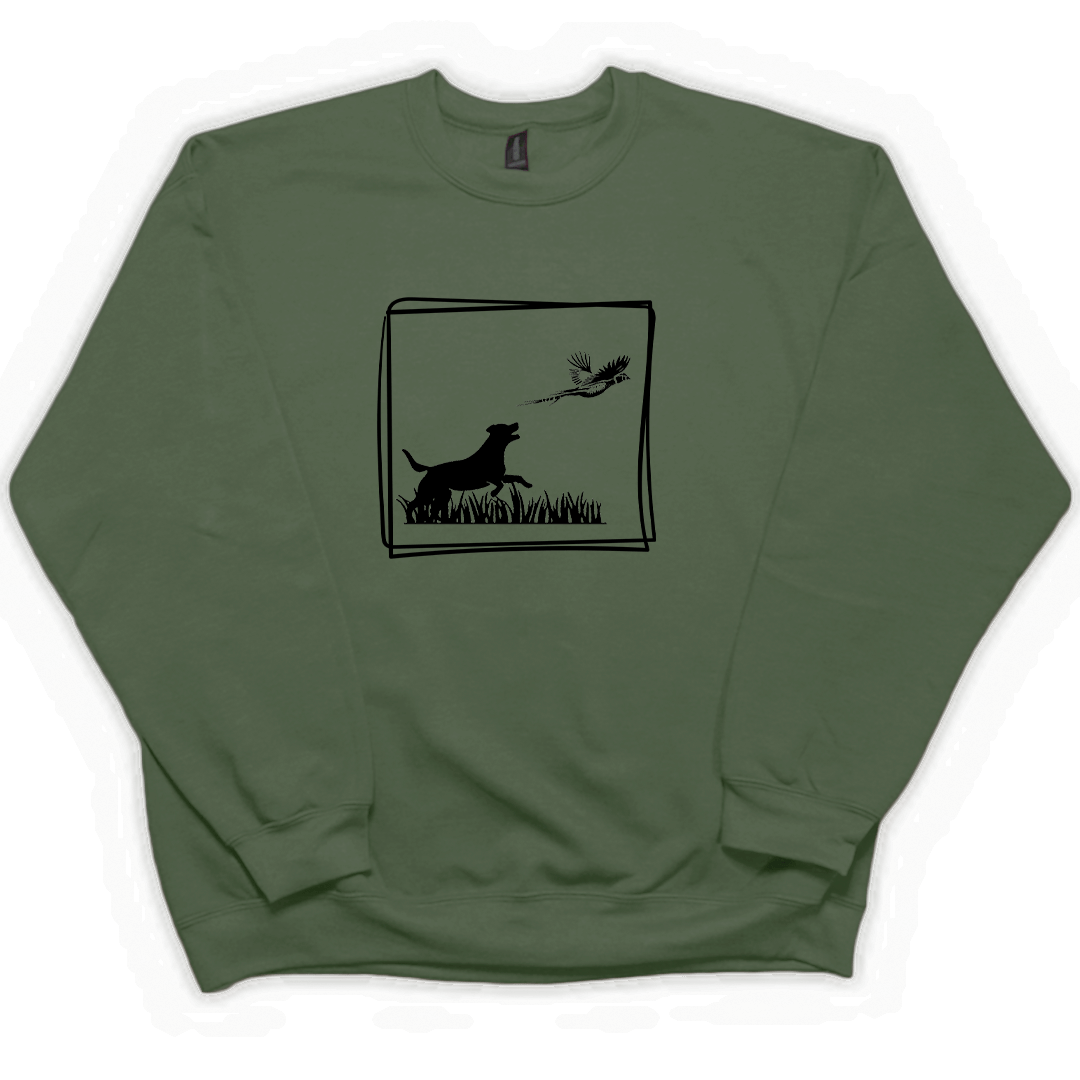 Pheasant Flush Adult Crew Neck Sweatshirt - Muddy Boots Clothing - Crew Neck Sweatshirt