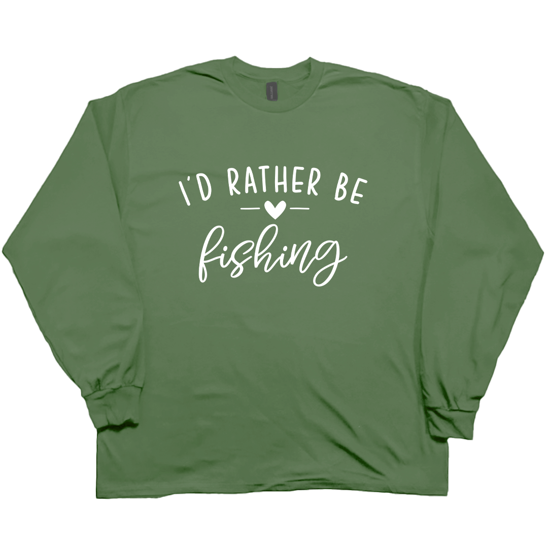 Rather Be Fishing Adult Long Sleeve Tee - Muddy Boots Clothing - Long Sleeve Tee