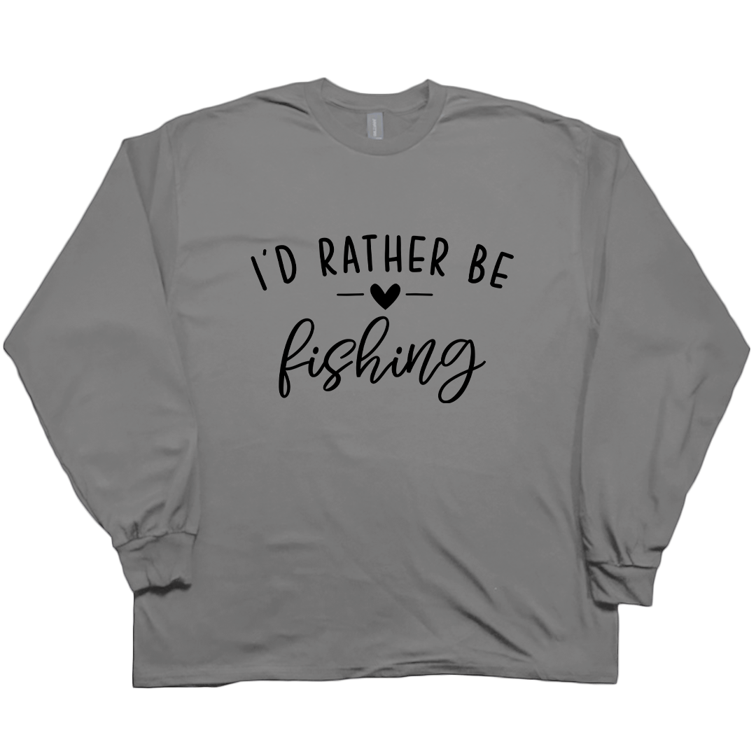 Rather Be Fishing Adult Long Sleeve Tee - Muddy Boots Clothing - Long Sleeve Tee