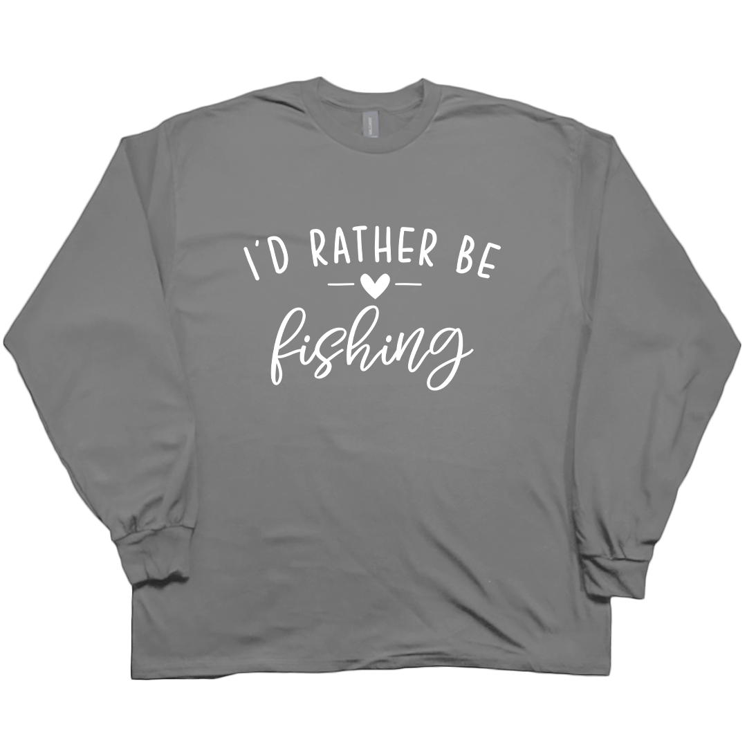 Rather Be Fishing Adult Long Sleeve Tee - Muddy Boots Clothing - Long Sleeve Tee