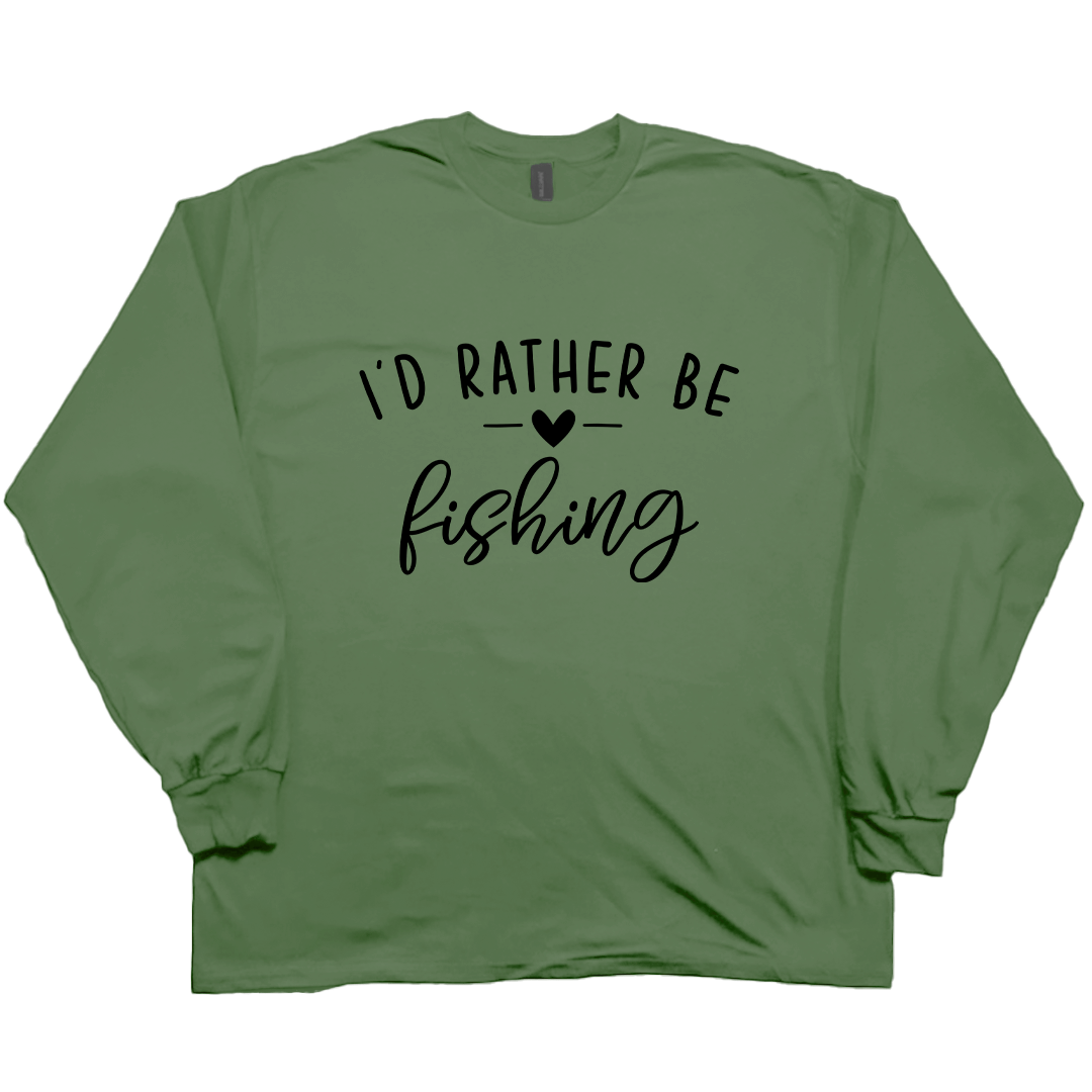Rather Be Fishing Adult Long Sleeve Tee - Muddy Boots Clothing - Long Sleeve Tee