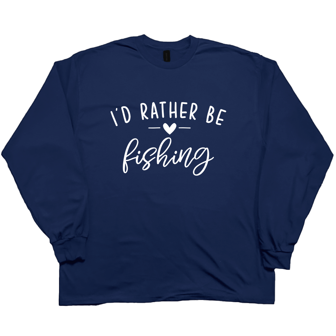 Rather Be Fishing Adult Long Sleeve Tee - Muddy Boots Clothing - Long Sleeve Tee