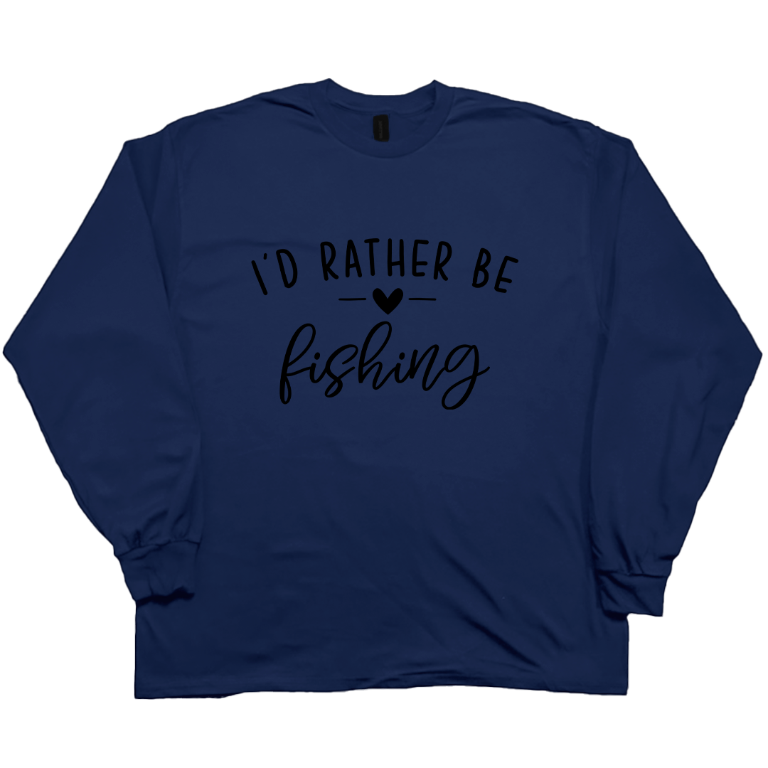 Rather Be Fishing Adult Long Sleeve Tee - Muddy Boots Clothing - Long Sleeve Tee