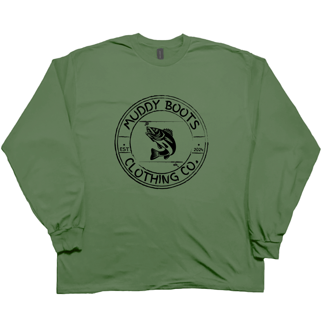 Rod Bending Adult Long Sleeve Tee - Muddy Boots Clothing - Long Sleeve Tee