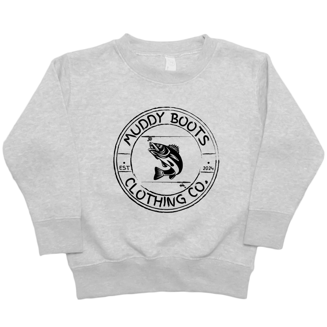 Rod Bending Kids Crew Neck Sweatshirt - Muddy Boots Clothing - Crew Neck Sweatshirt