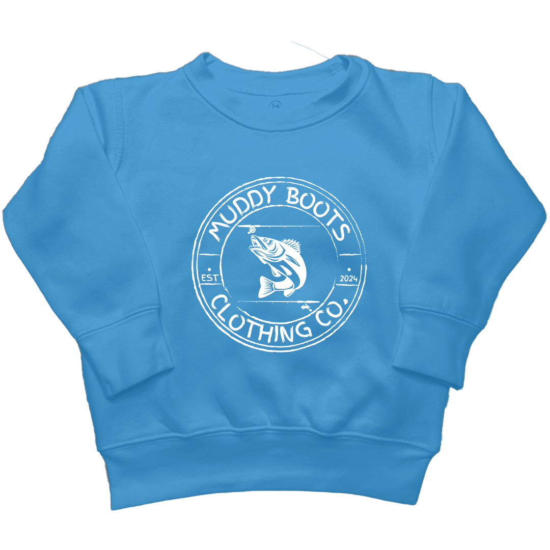 Rod Bending Kids Crew Neck Sweatshirt - Muddy Boots Clothing - Crew Neck Sweatshirt