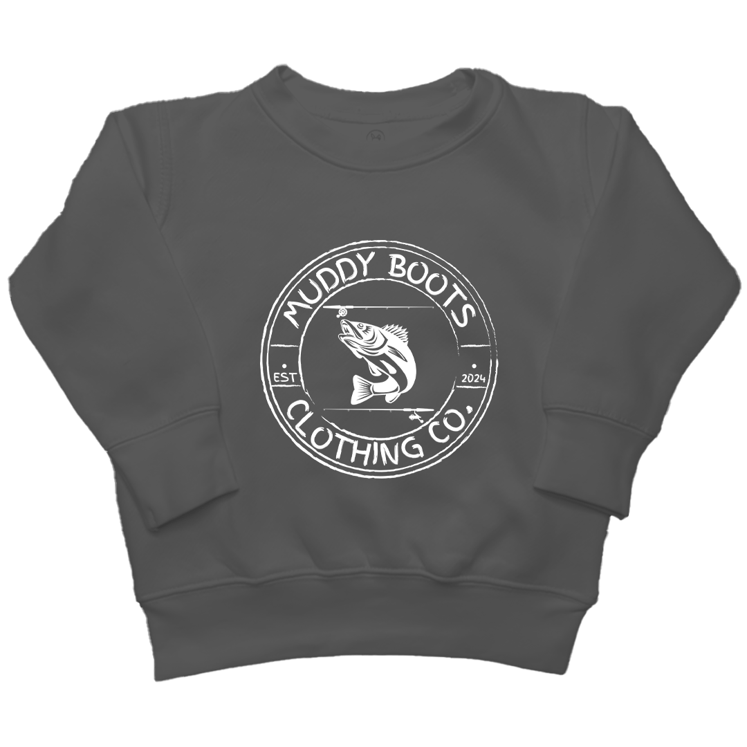 Rod Bending Kids Crew Neck Sweatshirt - Muddy Boots Clothing - Crew Neck Sweatshirt