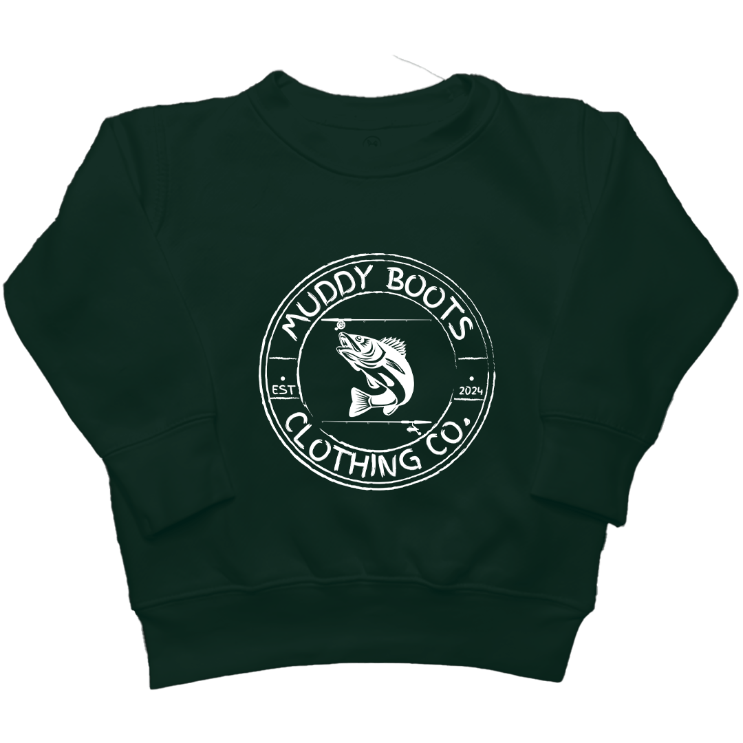 Rod Bending Kids Crew Neck Sweatshirt - Muddy Boots Clothing - Crew Neck Sweatshirt