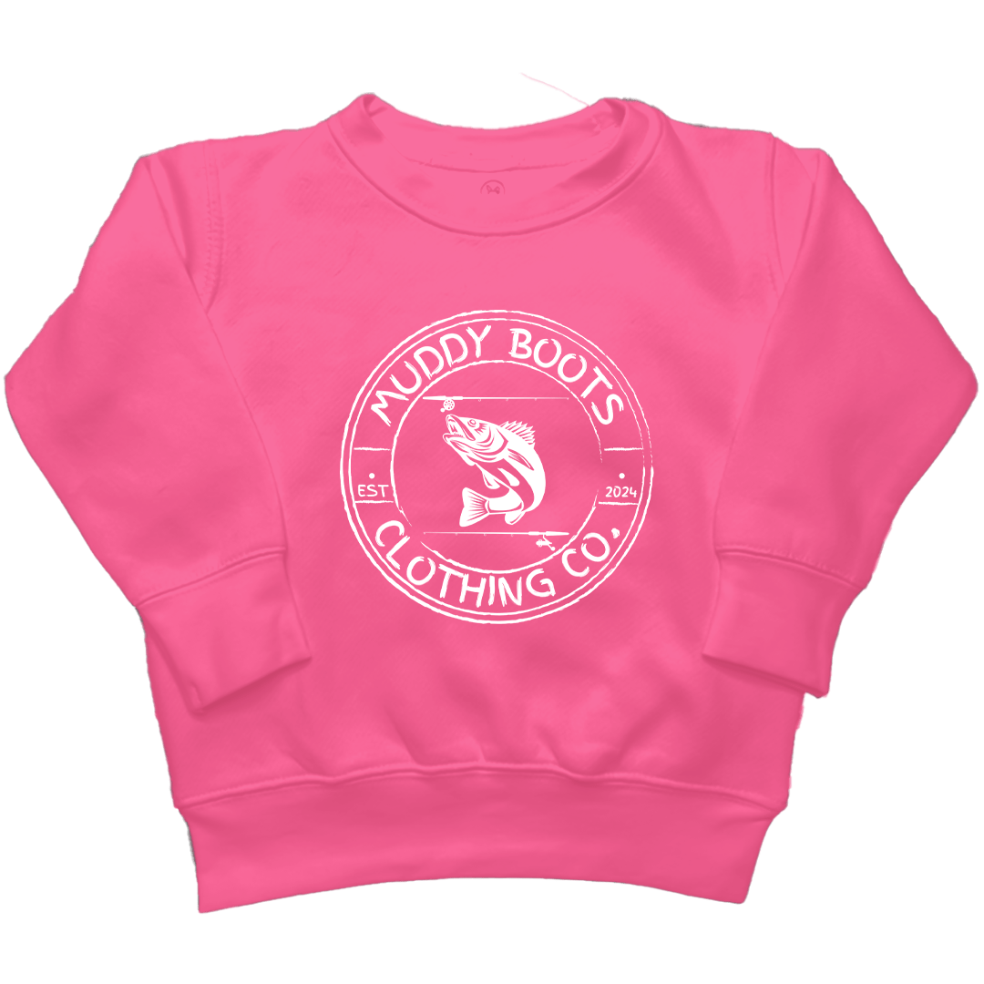 Rod Bending Kids Crew Neck Sweatshirt - Muddy Boots Clothing - Crew Neck Sweatshirt