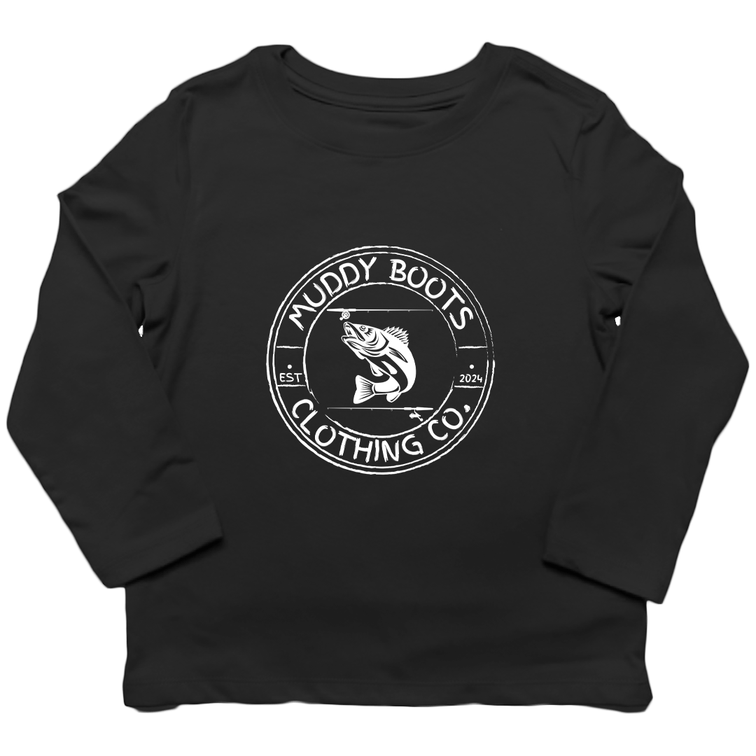 Rod Bending Kids Long Sleeve Tee - Muddy Boots Clothing - Long Sleeve Tee