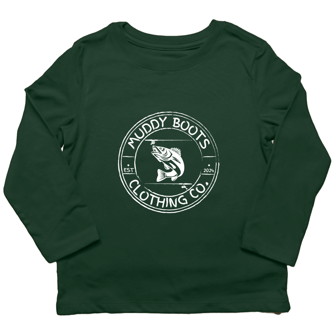 Rod Bending Kids Long Sleeve Tee - Muddy Boots Clothing - Long Sleeve Tee